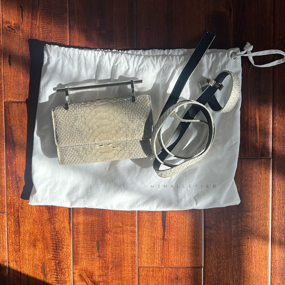 M2Malletier Python Clutch or Crossbody With Dust Bag
